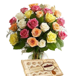 25 colorful roses with chokolates | Flower Delivery Kaluga