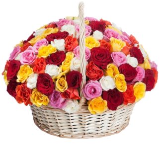 51 colorful roses in the basket | Flower Delivery Kaluga